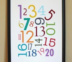 Multi-Color Numbers Art Print, 11x14, Unframed