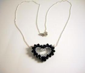 Swarovski Open Heart Black Necklace Made To Order
