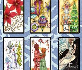Digital Images Collage Sheet - Clip Art Elements- Digital Scrapbooking- 'Seasons Greetings' Gift Tag