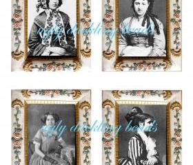 Digital Collage Sheet - Clip Art Elements- Digital Scrapbooking-' The Way We Were 1' Victorian Frame and Images