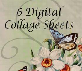 Digital Collage Sheet - Clip Art Elements- Digital Scrapbooking-Best Deal- Choose 6 Collage Sheets