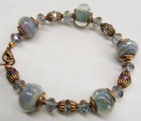 Lampwork Glass Bracelet- 'Ocean Blue' SRA