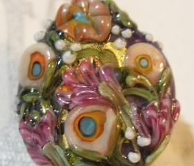 Lampwork Bead - Pendant Focal- 'Field of Dreams' Floral Bead SRA