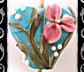 True Heart 2 Lampwork Focal- SRA