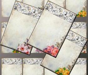 Digital Collage Sheet - Clip Art Elements- Digital Scrapbooking-' Ornamentaea Taupe' Earring Cards
