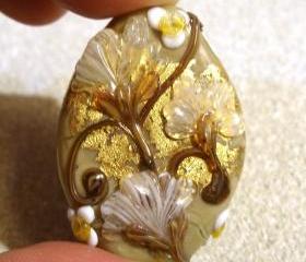 Lampwork Bead - Pendant Focal- 'Copper Canyon' Floral Bead SRA