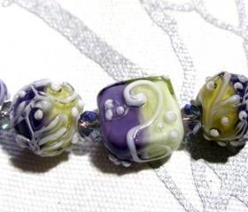 Favorite Like this item? Add it to your favorites to revisit it later. TRELLIS SWIRLS, Lavender Mint - HandMade LampWork Glass Beads By Kathleen Robinson-Young (set of 5beads)