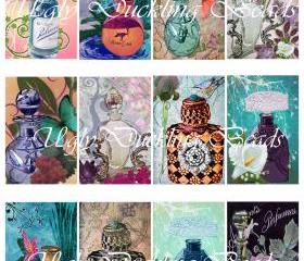 Victorian Perfumes - Vintage - Digital Collage Sheet - 2x3