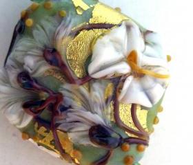 Lampwork Bead - Pendant Focal- 'Enchanted Garden' Floral Bead SRA