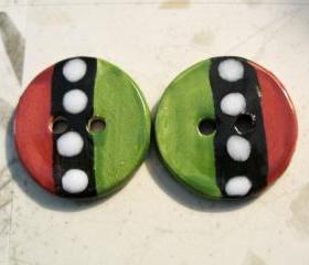 Handmade Ceramic Buttons- 2 buttons