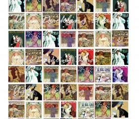 Digital Collage Sheet- Clip Art Elements- 1x1' collage sheet- Digital Scrapbooking- 'Art Nouveau Ladies'