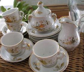 Vintage Victorian Child's Doll Porcelain Tea Set