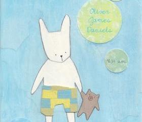 Personalized boy's nursery print Bunny and bear
