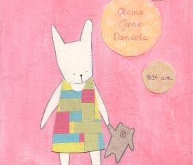 Personalized girl's nursery print Bunny and bear
