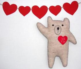 Personalized Valentine bear Embroidered heart with your initials