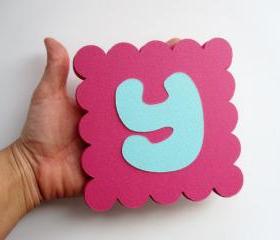 14 Valentine Day (5 inches) Scalloped Squares for banner in Hot Pink Textured Cardstock A28