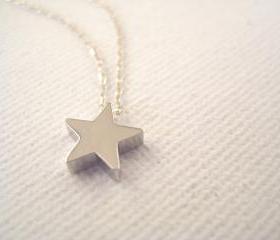 Sterling silver necklace with tiny star bead - Make a Wish