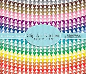 Party Banners Clip Art, Polka dot set