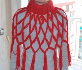 Scarf Red knit neckwarmer - Very soft for winter- something different to be warm. by El rincón de la Pulga