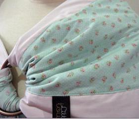Baby Sling Carrier Ring Sling Adjustable, Sweet Flower, Pink, Green