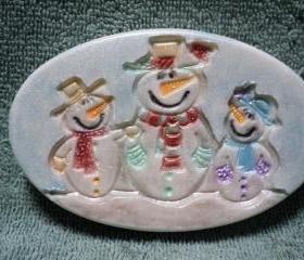 Three Jolly Snowmen Soap - Winter Candy Apple Scent