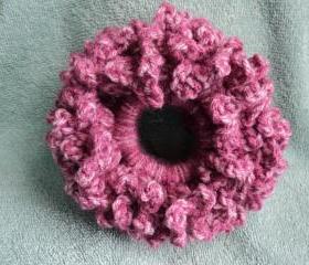 Raspberry Hair Scrunchie - crocheted