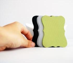 18 Bracket cards in Olive green, Black and grey Cardstock (3.5 x 2.5 inches) die cuts A81