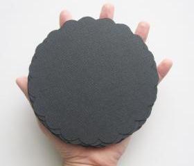 16 (5.0 inches) Scalloped Circles for banner in Black Textured Cardstock A26