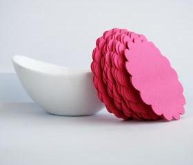 27 Hot pink Scalloped circles (3.5 Inches) Textured Cardstock A63
