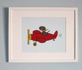 Airplane Flying Dinosaur, 8x10