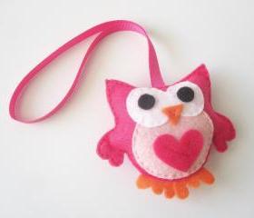 Hot Pink Owl Car Mirror Ornament for your car mirror A150