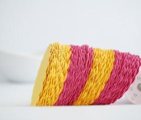 50 scalloped die cut circles (2.0 inches) in Hot pink and Canary Yellow Textured Cardstock Die Cut A77
