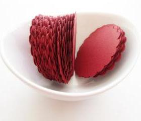 32 Red scalloped die cut circles (2.5 inches) in Textured Cardstock Die cut A02