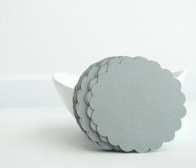 18 Grey scalloped circles (3.0 Inches) Textured Cardstock A59