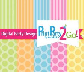 Digital paper, Polka dots and stripes Digital paper pack - Scrapbook Digital Paper - Personal use A120
