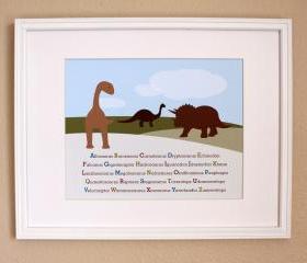 Brown Dinosaurs ABCs, 8x10 