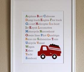 Transportation Alphabet with Truck, 8x10