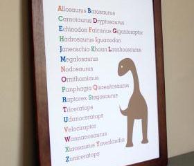 Nursery Art Dinosaur Alphabet, 11x14 