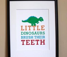 Little Dinosaurs Brush Their Teeth, 8x10