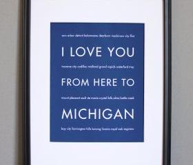Michigan art print, 8x10