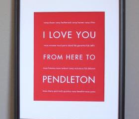 I Love You From Here To Pendleton, US Marine Corps Art, 8x10