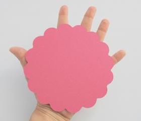 16 Hot Pink (5.0 inches) Scalloped Circles inTextured Cardstock A110