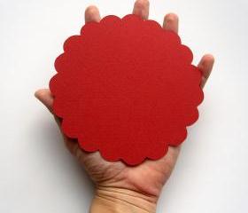 16 Scalloped circles (5.0 inches) for banner in Red paper Textured Cardstock A100