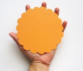 16 Orange (5.0 inches) Scalloped Circles in Textured Cardstock A103