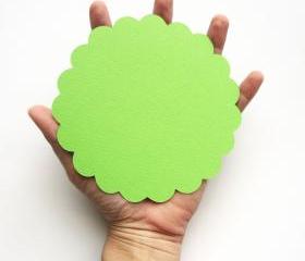 16 Lime Green 5.0 inches Scalloped Circles in Textured Cardstock A97