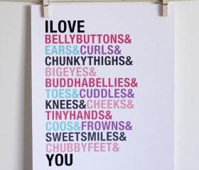 I Love Belly Buttons, 8x10 