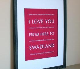 Swaziland Africa Travel Art Print, 8x10