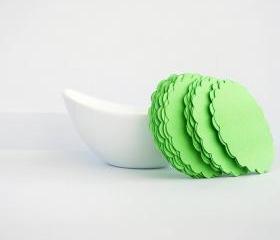 24 Lime Green scalloped circles (3.0 Inches) Textured Cardstock A65