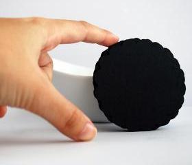 24 Black scalloped circles (3.0 Inches) Textured Cardstock A61 