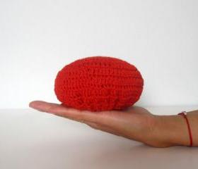 Foldable market bag, net bag, shopping bag, crochet, ecofriendly. Salmon pink and red cotton yarn.